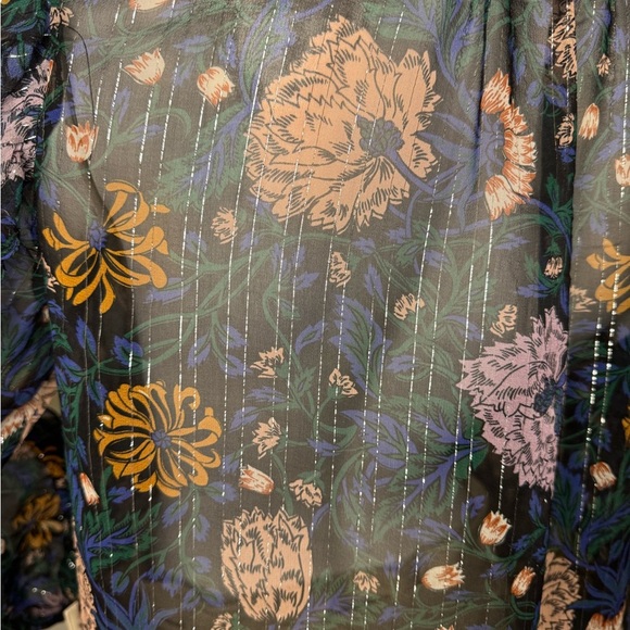 Veronica Beard Floral Ruffle V-Neck Blouse - Picture 7 of 16